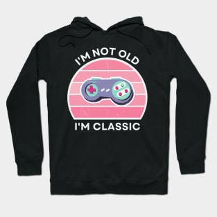 I'm not old, I'm Classic | Game Controller | Retro Hardware | Vintage Sunset | Gamer girl, '80s '90s Video Gaming Hoodie